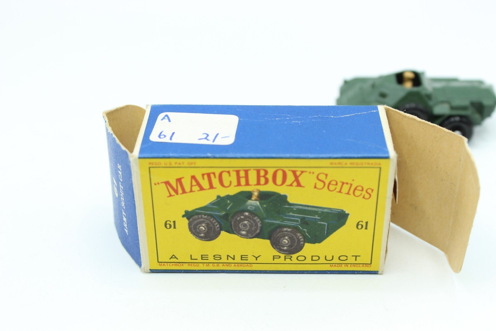 Matchbox Lesney 61a Ferret Scout Car BPW Boxed Original - Magic Matchbox