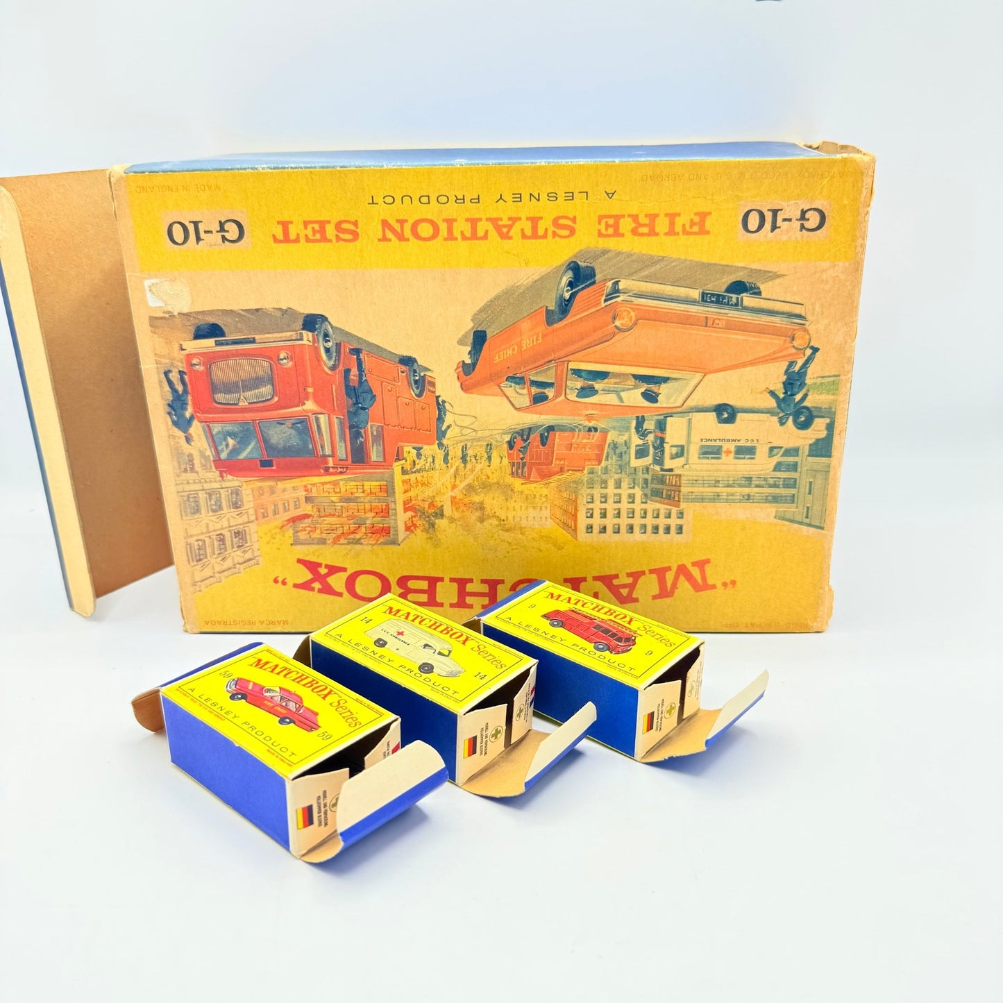 Matchbox Lesney G - 10 Fire Station Set with 3 models & original box - Magic Matchbox