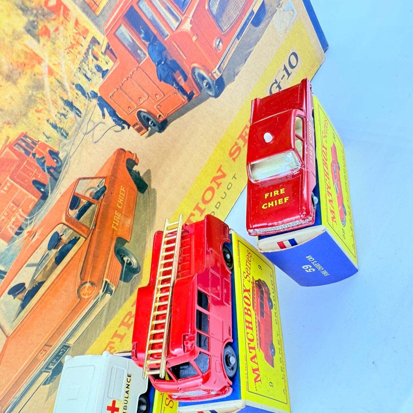 Matchbox Lesney G - 10 Fire Station Set with 3 models & original box - Magic Matchbox