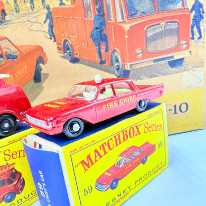 Matchbox Lesney G - 10 Fire Station Set with 3 models & original box - Magic Matchbox