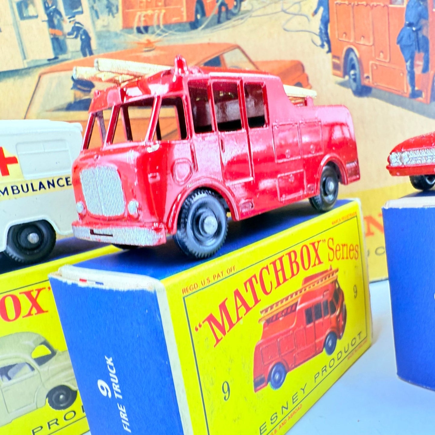 Matchbox Lesney G - 10 Fire Station Set with 3 models & original box - Magic Matchbox