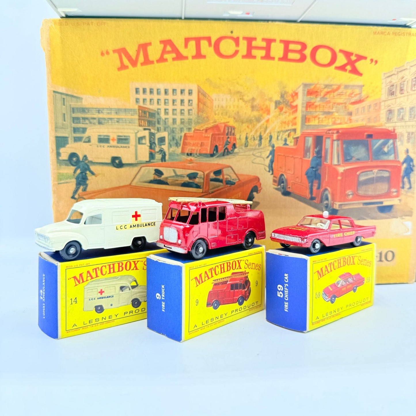 Matchbox Lesney G - 10 Fire Station Set with 3 models & original box - Magic Matchbox