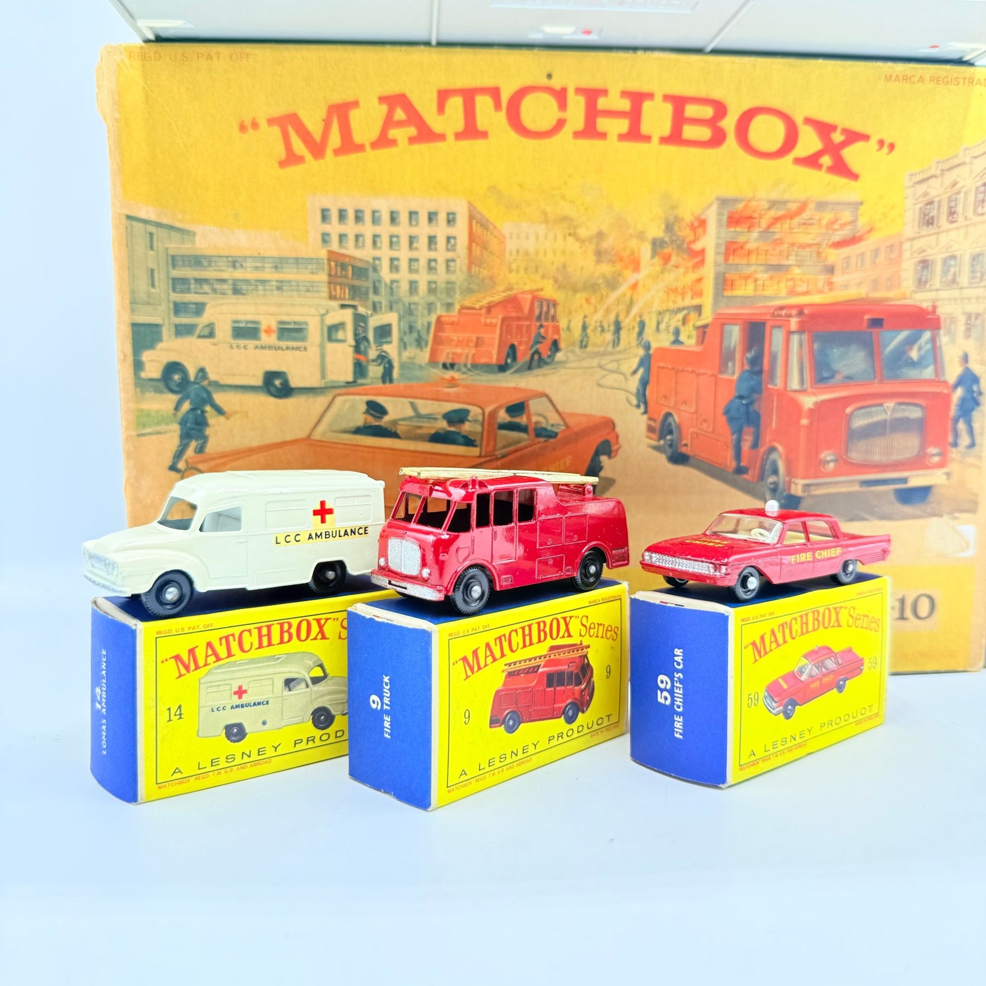 Matchbox Lesney G - 10 Fire Station Set with 3 models & original box - Magic Matchbox