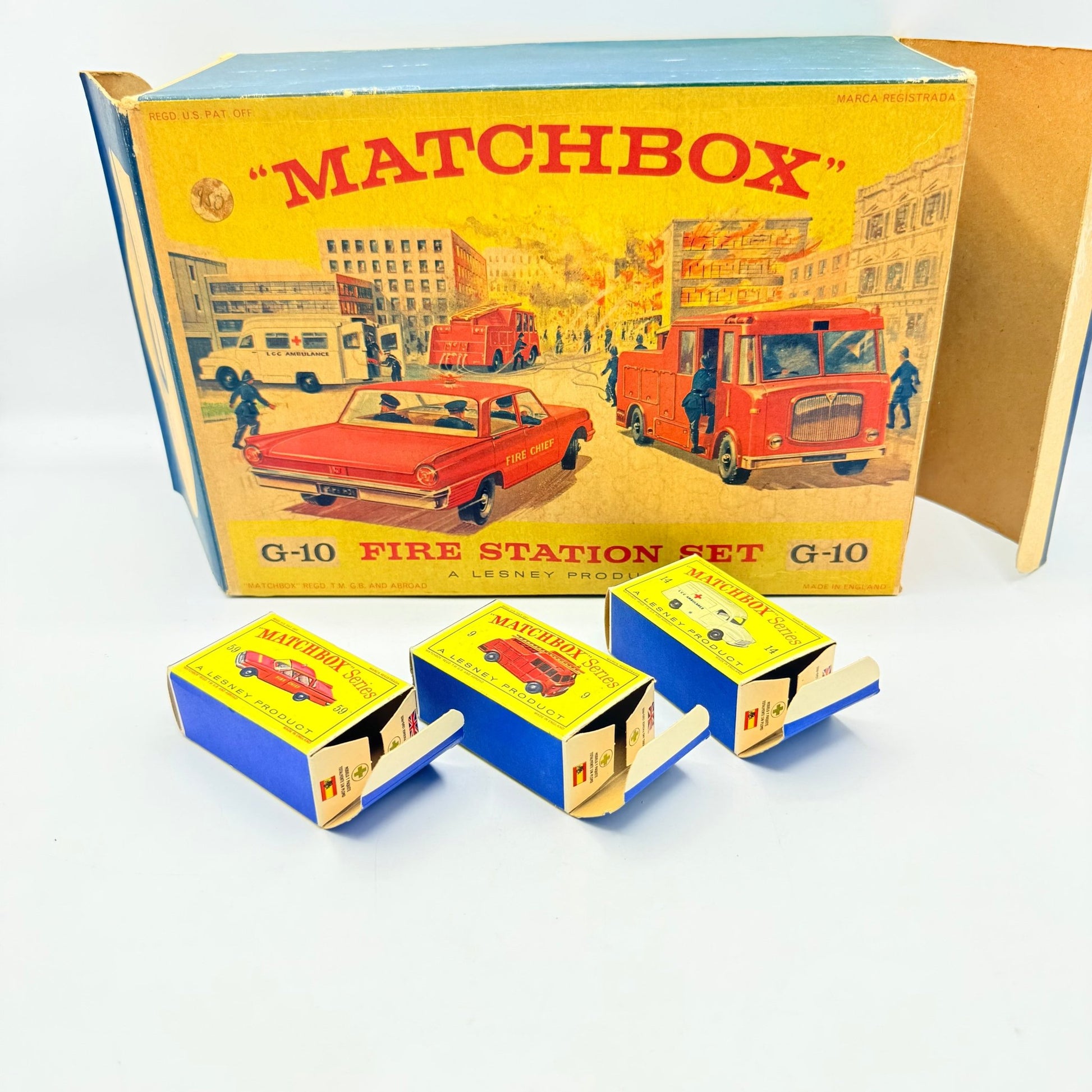 Matchbox Lesney G - 10 Fire Station Set with 3 models & original box - Magic Matchbox