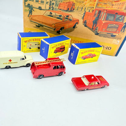 Matchbox Lesney G - 10 Fire Station Set with 3 models & original box - Magic Matchbox