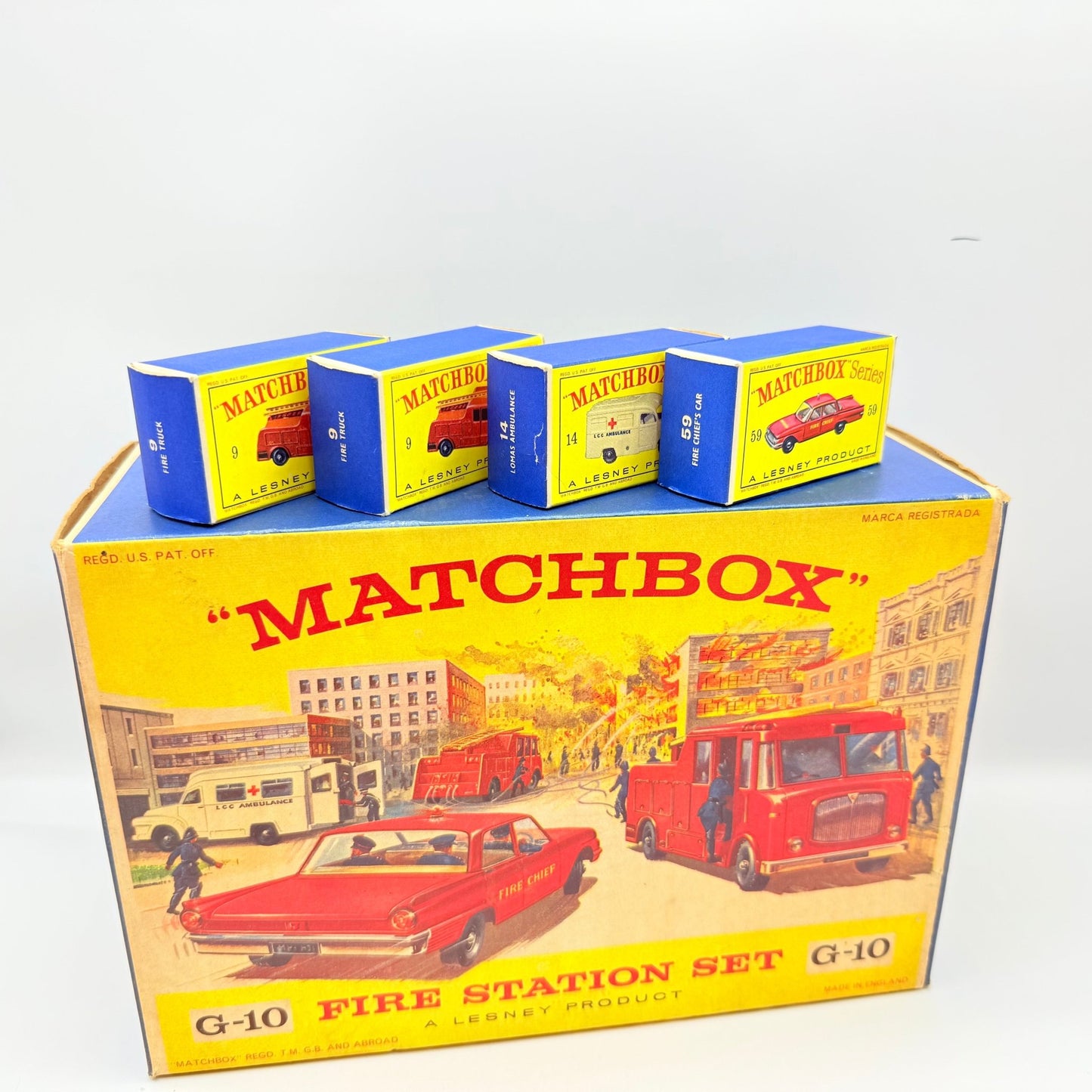 Matchbox Lesney G - 10 Fire Station Set with 4 models & original box - Magic Matchbox