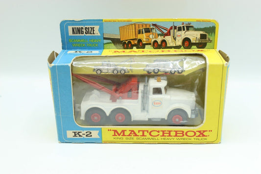Matchbox Lesney King Size K - 2 Scammell Heavy Wreck Truck White with AMBER Window - Magic Matchbox