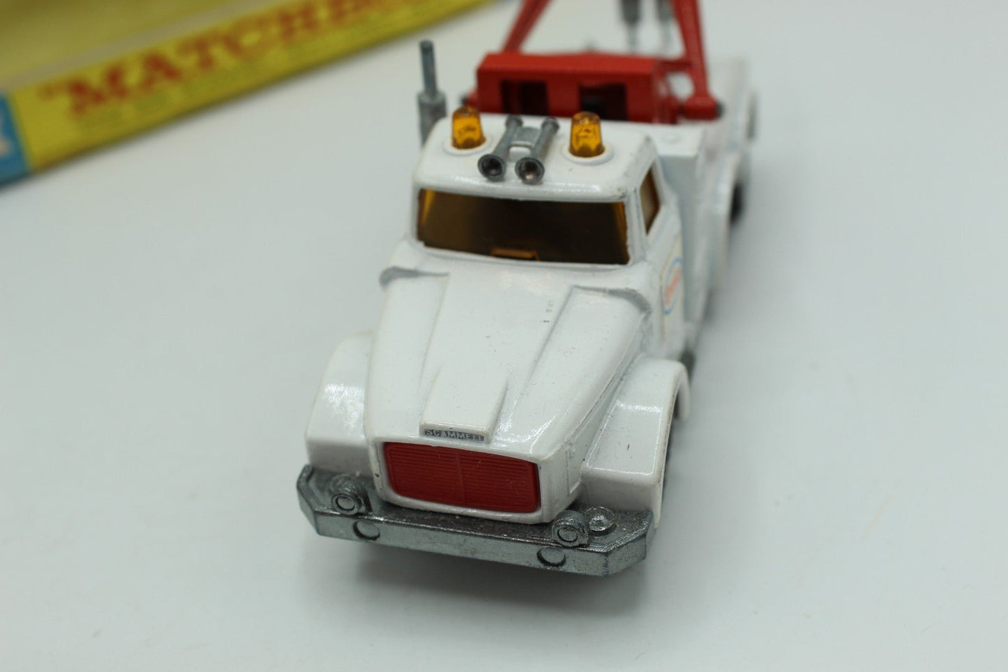Matchbox Lesney King Size K - 2 Scammell Heavy Wreck Truck White with AMBER Window - Magic Matchbox