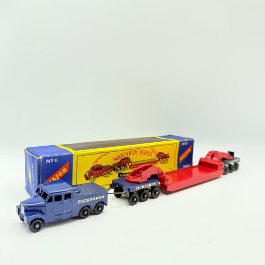 Matchbox Lesney M - 6 200 Ton Transporter Pickfords Major Pack Red Low Loader - Magic Matchbox