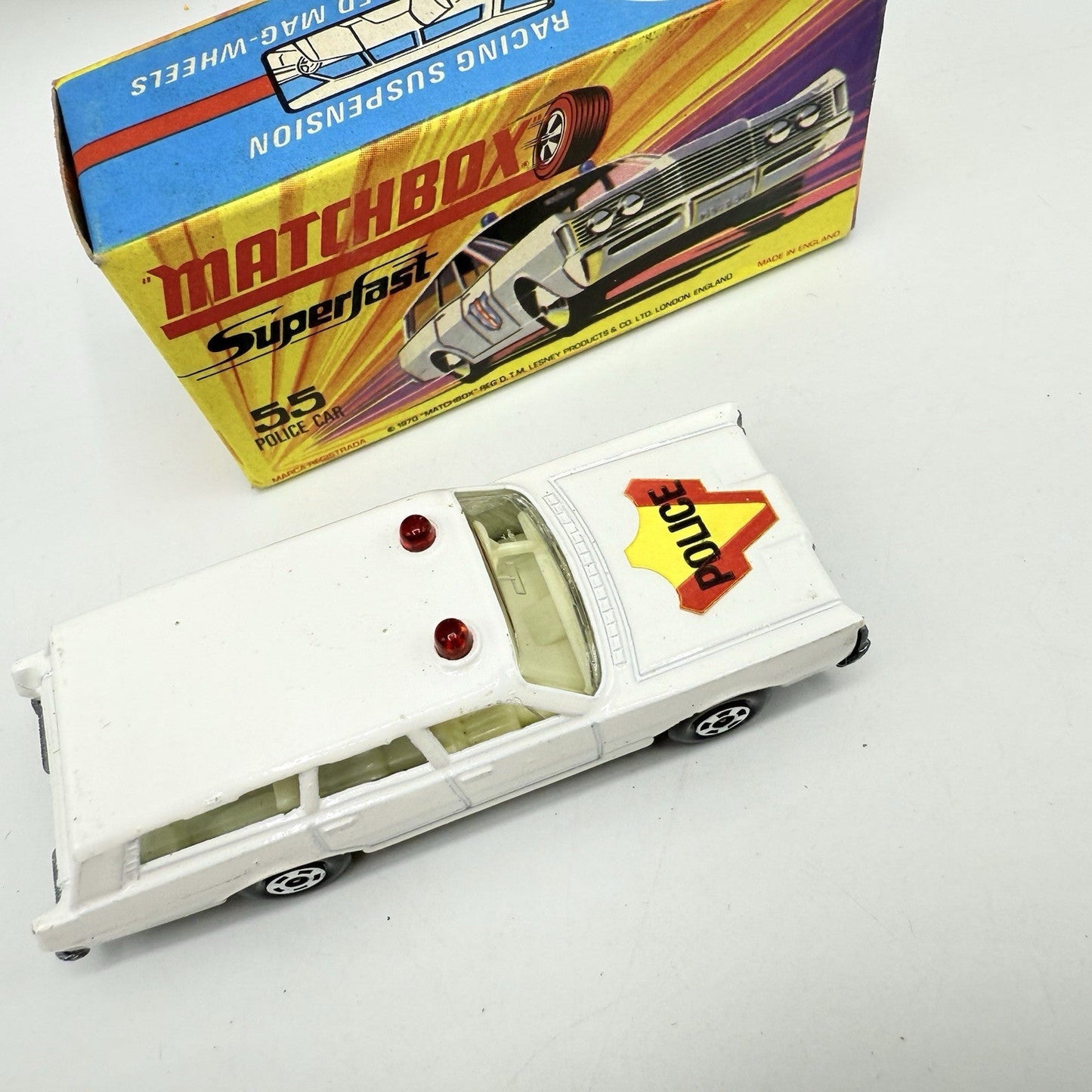 Matchbox Superfast 55 Mercury Police Station Wagon with Bonnet Label Only Boxed - Magic Matchbox