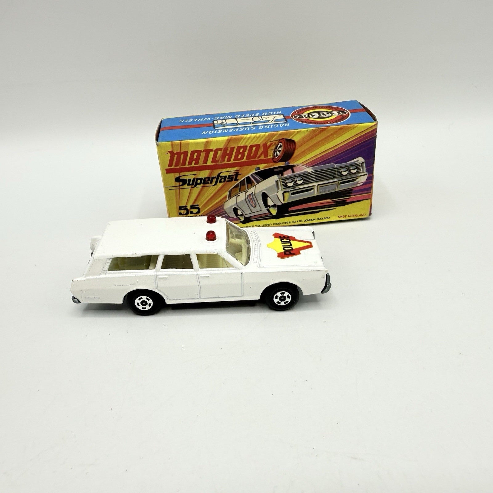 Matchbox Superfast 55 Mercury Police Station Wagon with Bonnet Label Only Boxed - Magic Matchbox