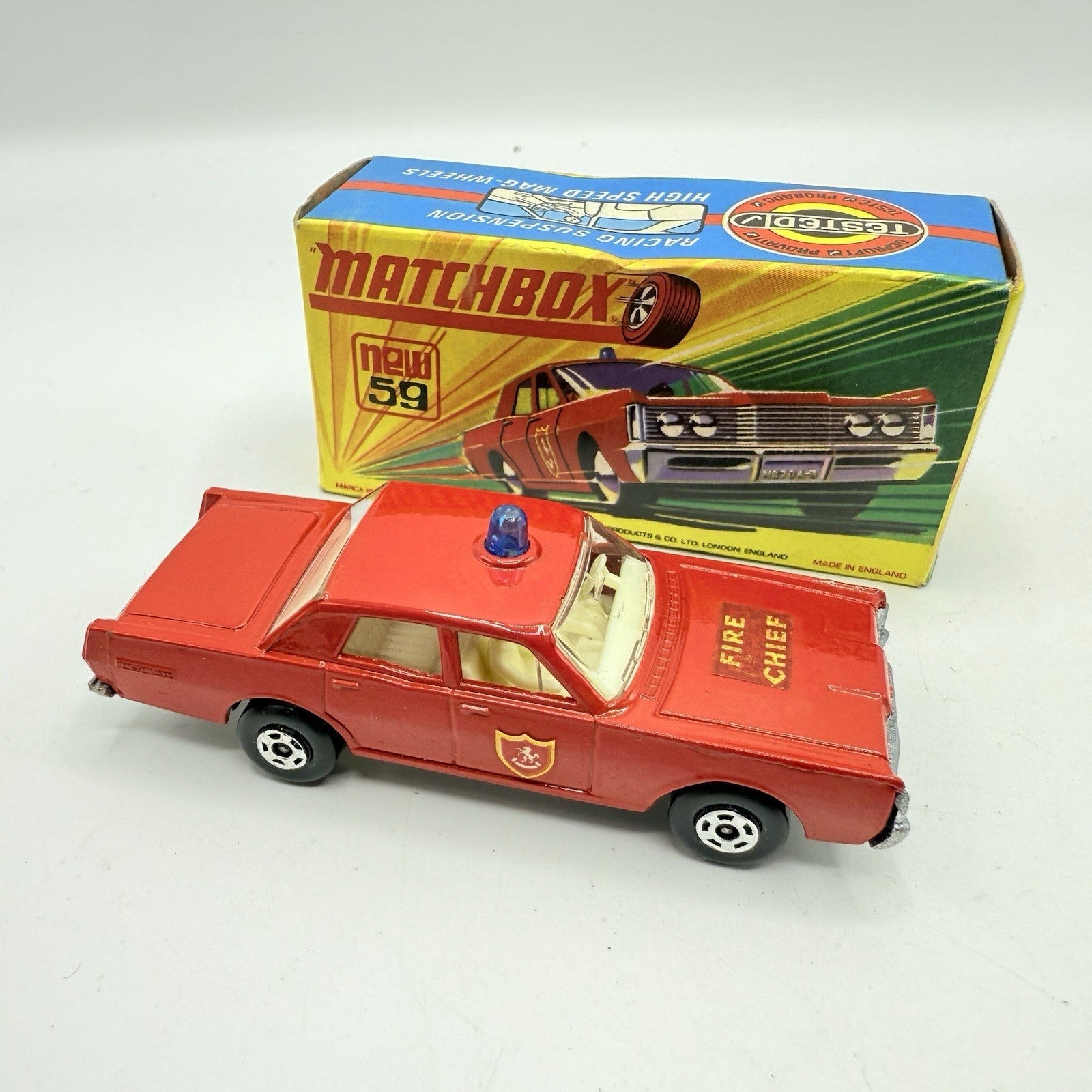 Matchbox Superfast 59 Mercury Fire Chief with Door Shields - Very Near Mint Boxed - Magic Matchbox