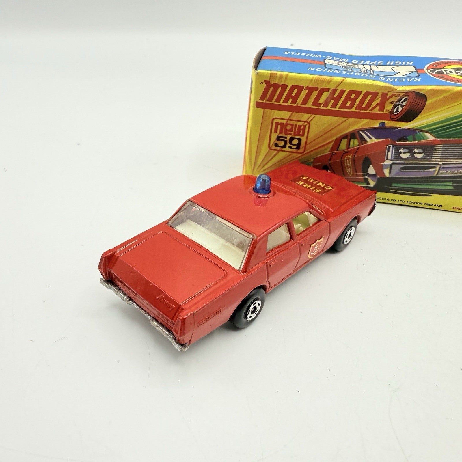 Matchbox Superfast 59 Mercury Fire Chief with Door Shields - Very Near Mint Boxed - Magic Matchbox