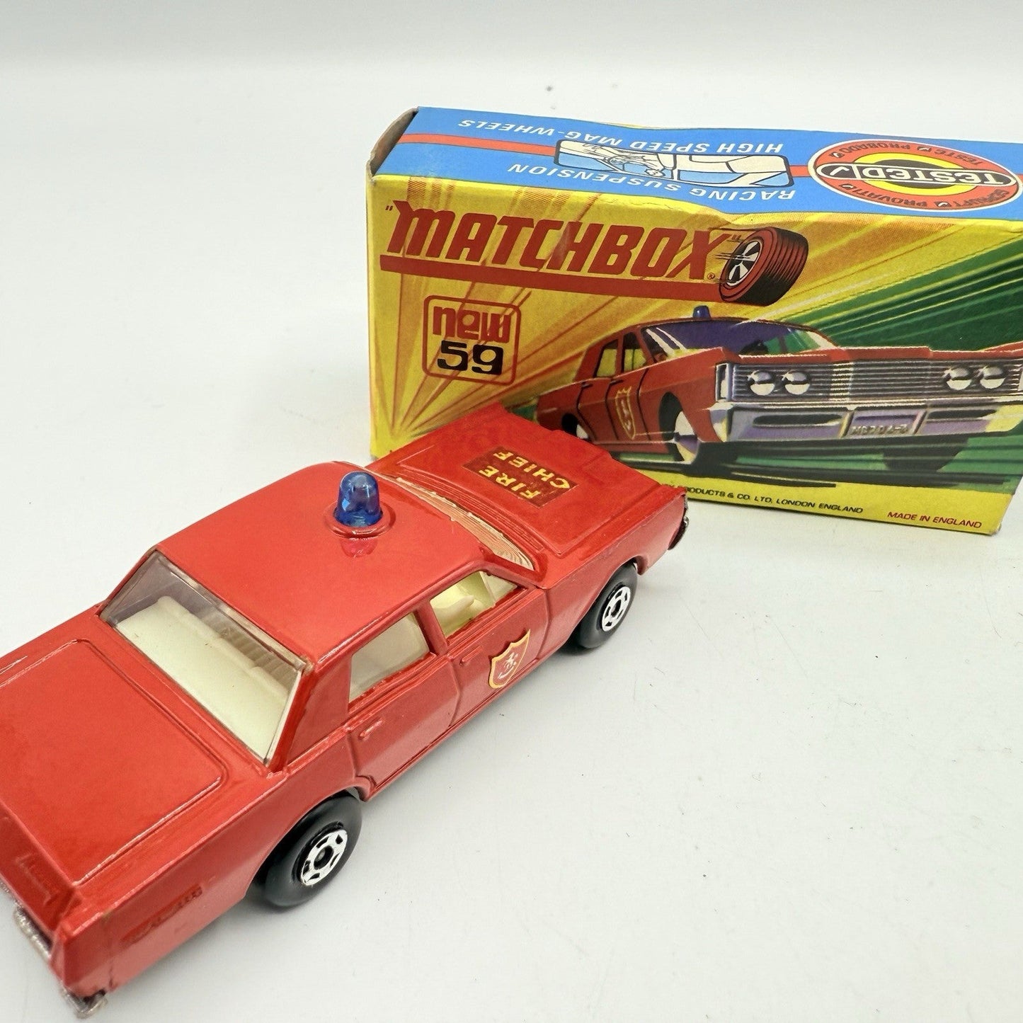 Matchbox Superfast 59 Mercury Fire Chief with Door Shields - Very Near Mint Boxed - Magic Matchbox