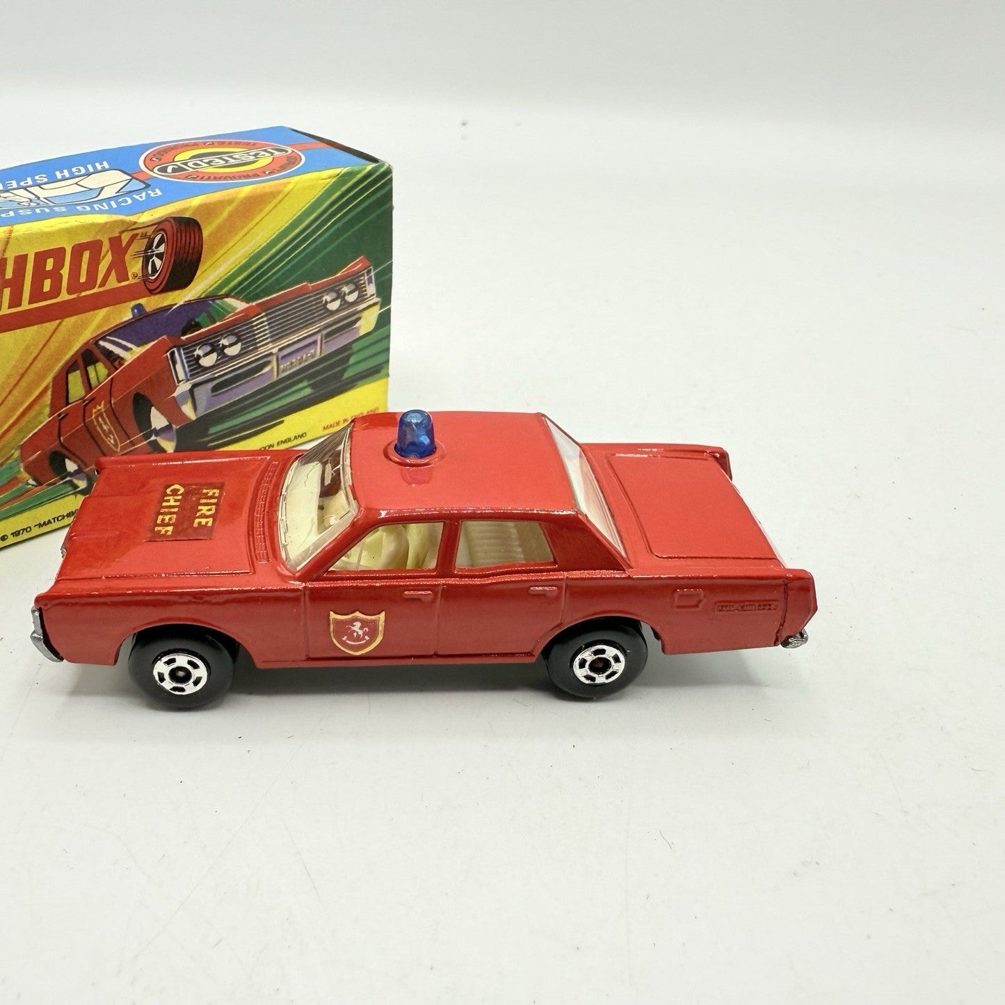 Matchbox Superfast 59 Mercury Fire Chief with Door Shields - Very Near Mint Boxed - Magic Matchbox