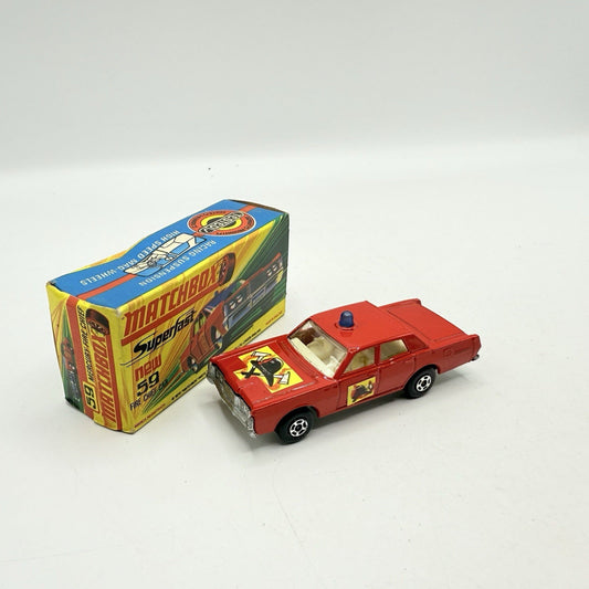 Matchbox Superfast 59 Mercury Fire Chief with Helmet & Axles Labels Boxed - Magic Matchbox