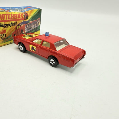 Matchbox Superfast 59 Mercury Fire Chief with Helmet & Axles Labels Boxed - Magic Matchbox