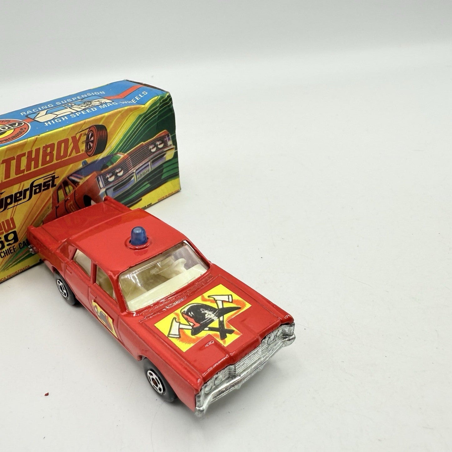 Matchbox Superfast 59 Mercury Fire Chief with Helmet & Axles Labels Boxed - Magic Matchbox