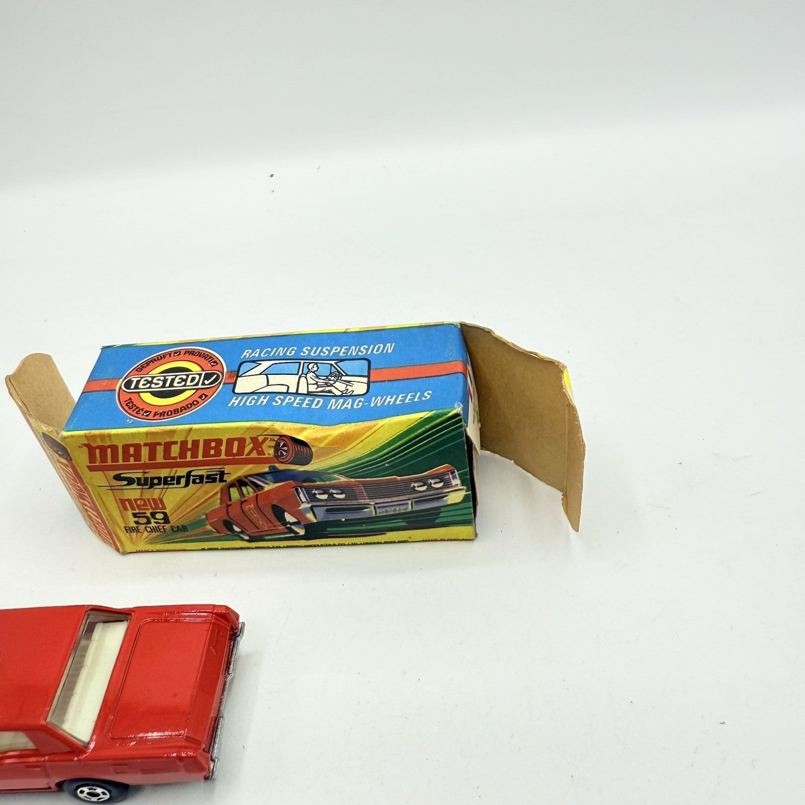 Matchbox Superfast 59 Mercury Fire Chief with Helmet & Axles Labels Boxed - Magic Matchbox