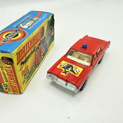 Matchbox Superfast 59 Mercury Fire Chief with Helmet & Axles Labels Boxed - Magic Matchbox