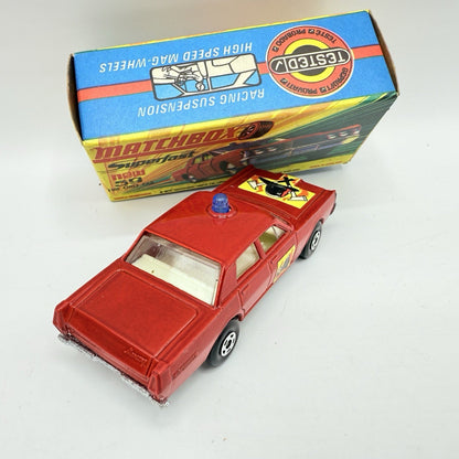Matchbox Superfast 59 Mercury Fire Chief with Helmet & Axles Labels Boxed - Magic Matchbox