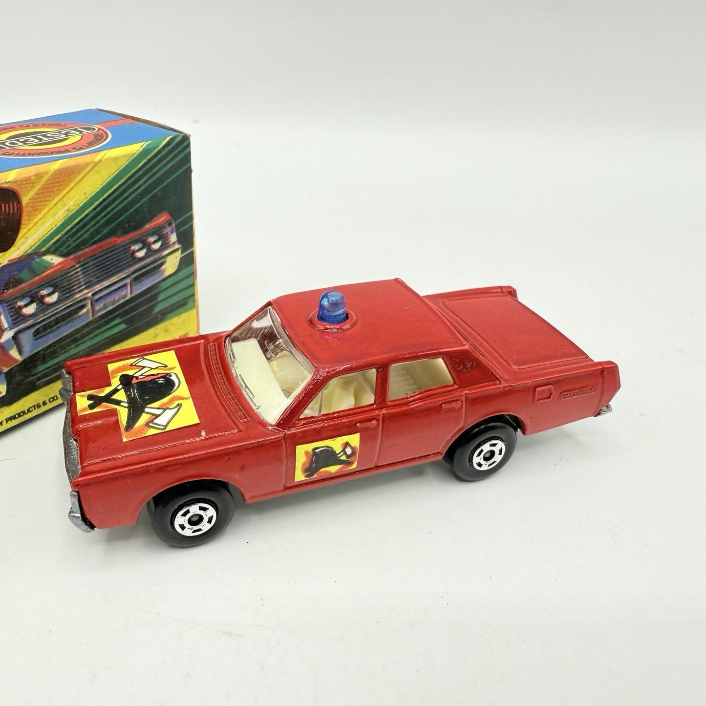 Matchbox Superfast 59 Mercury Fire Chief with Helmet & Axles Labels Boxed - Magic Matchbox