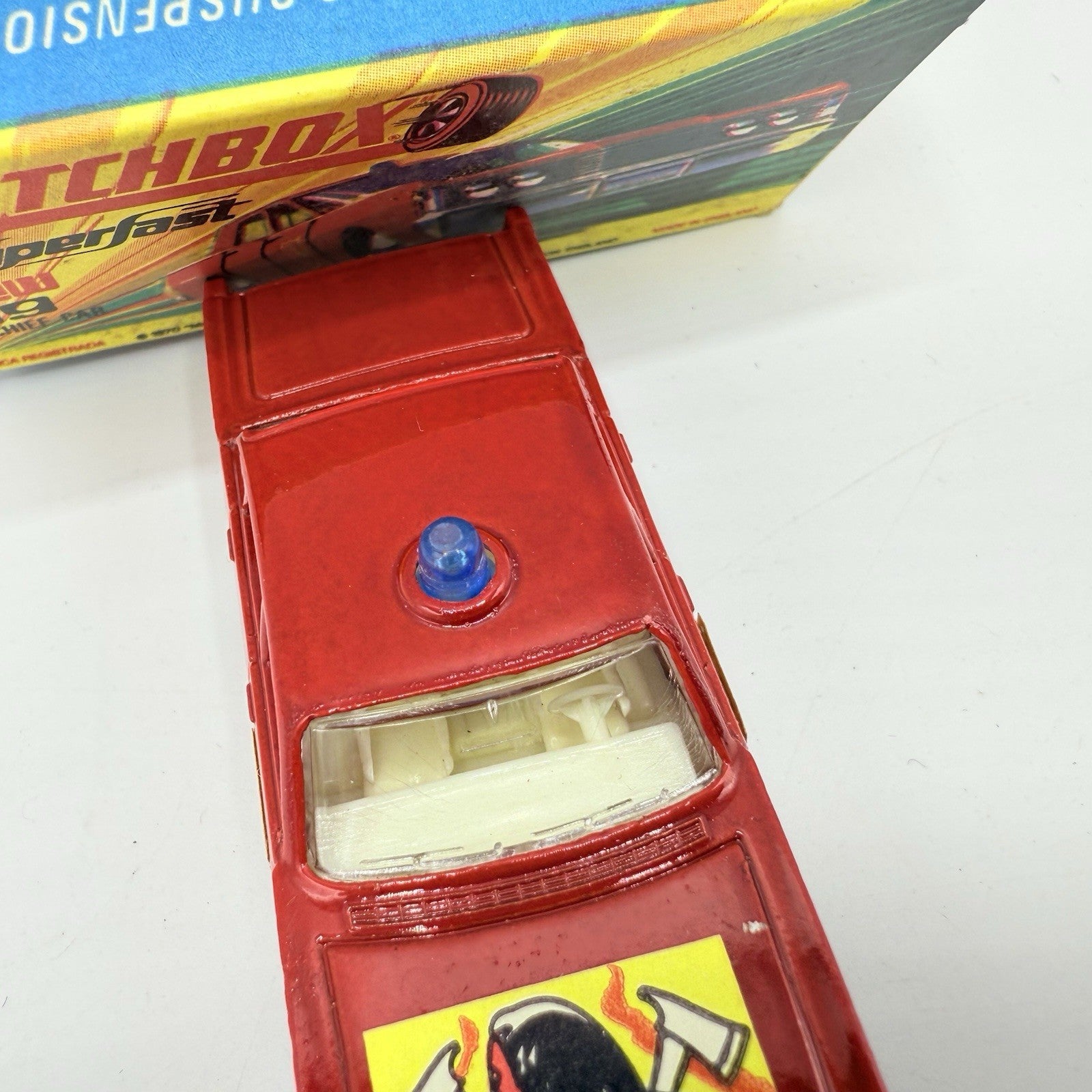Matchbox Superfast 59 Mercury Fire Chief with Helmet & Axles Labels Boxed - Magic Matchbox