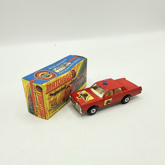 Matchbox Superfast 59 Mercury Fire Chief with Helmet & Axles Labels Boxed - Magic Matchbox