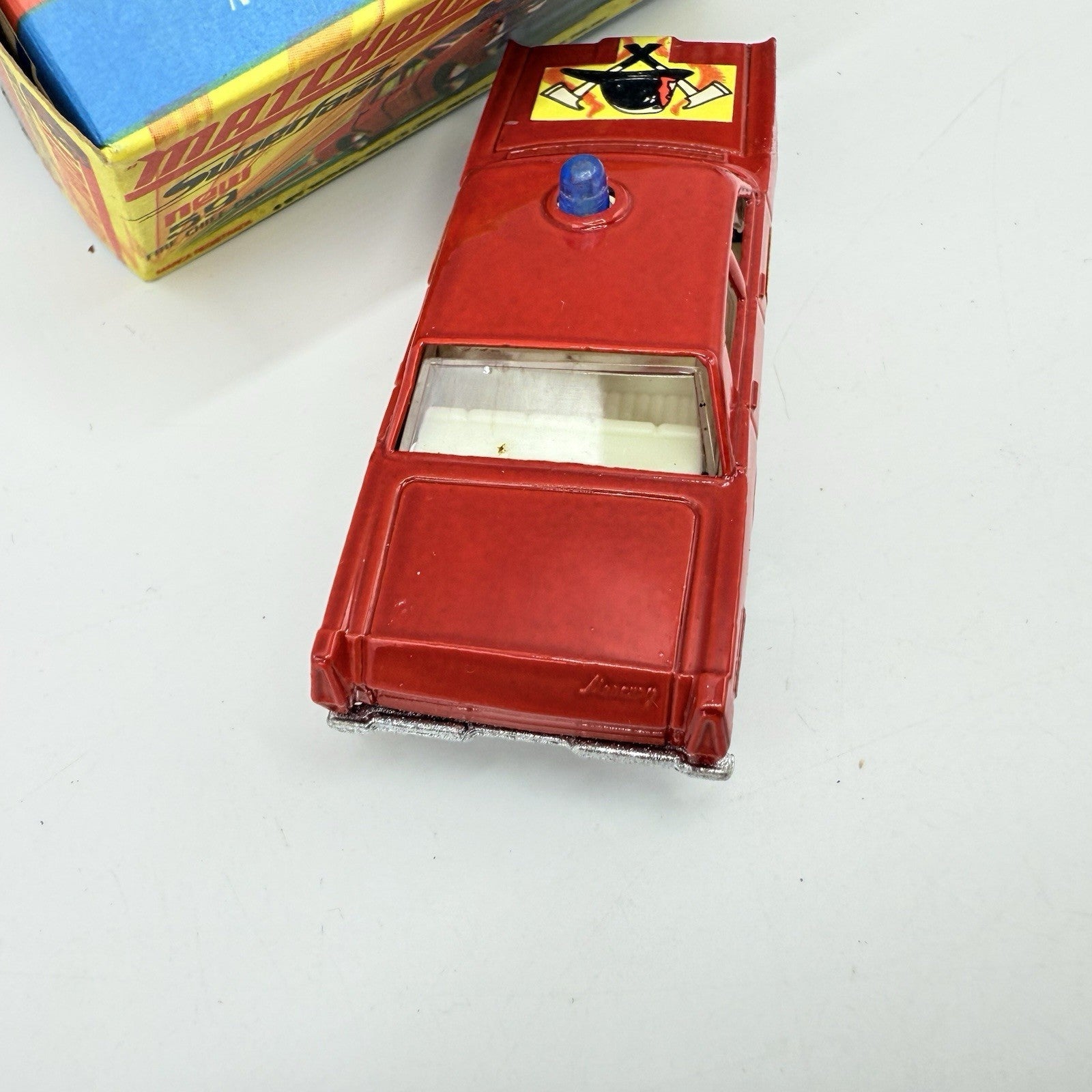 Matchbox Superfast 59 Mercury Fire Chief with Helmet & Axles Labels Boxed - Magic Matchbox