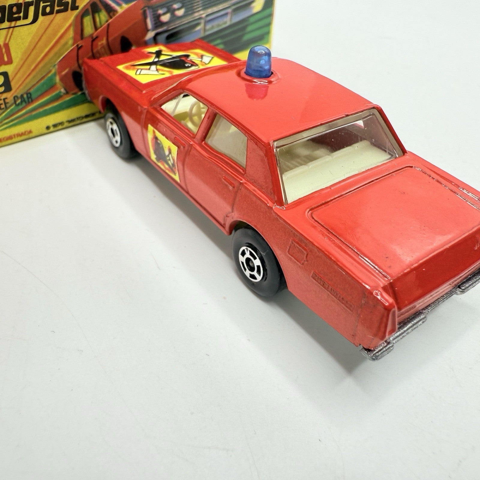 Matchbox Superfast 59 Mercury Fire Chief with Helmet & Axles Labels Boxed - Magic Matchbox