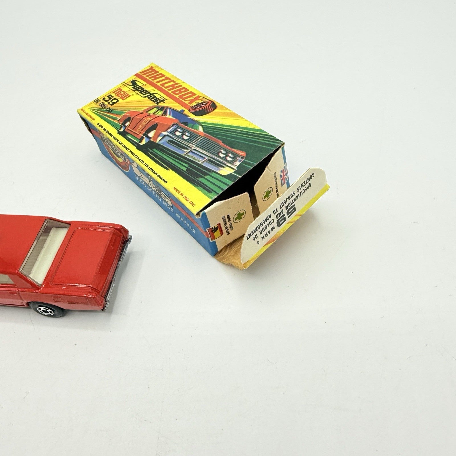 Matchbox Superfast 59 Mercury Fire Chief with Helmet & Axles Labels Boxed - Magic Matchbox