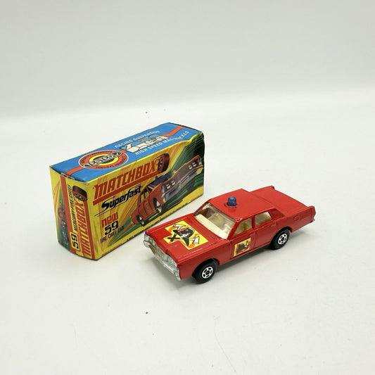 Matchbox Superfast 59 Mercury Fire Chief with Helmet & Axles Labels Boxed - Magic Matchbox