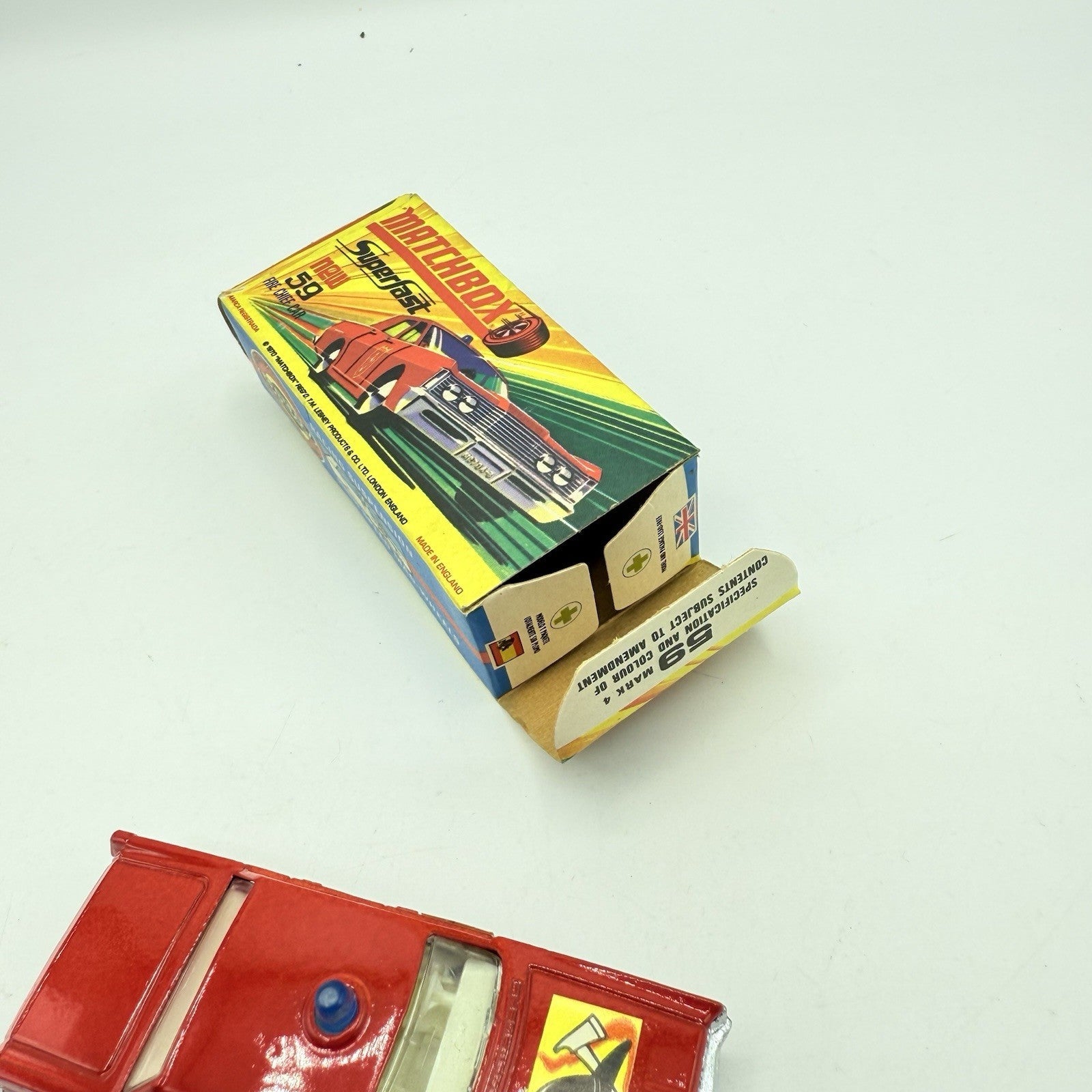 Matchbox Superfast 59 Mercury Fire Chief with Helmet & Axles Labels Boxed - Magic Matchbox