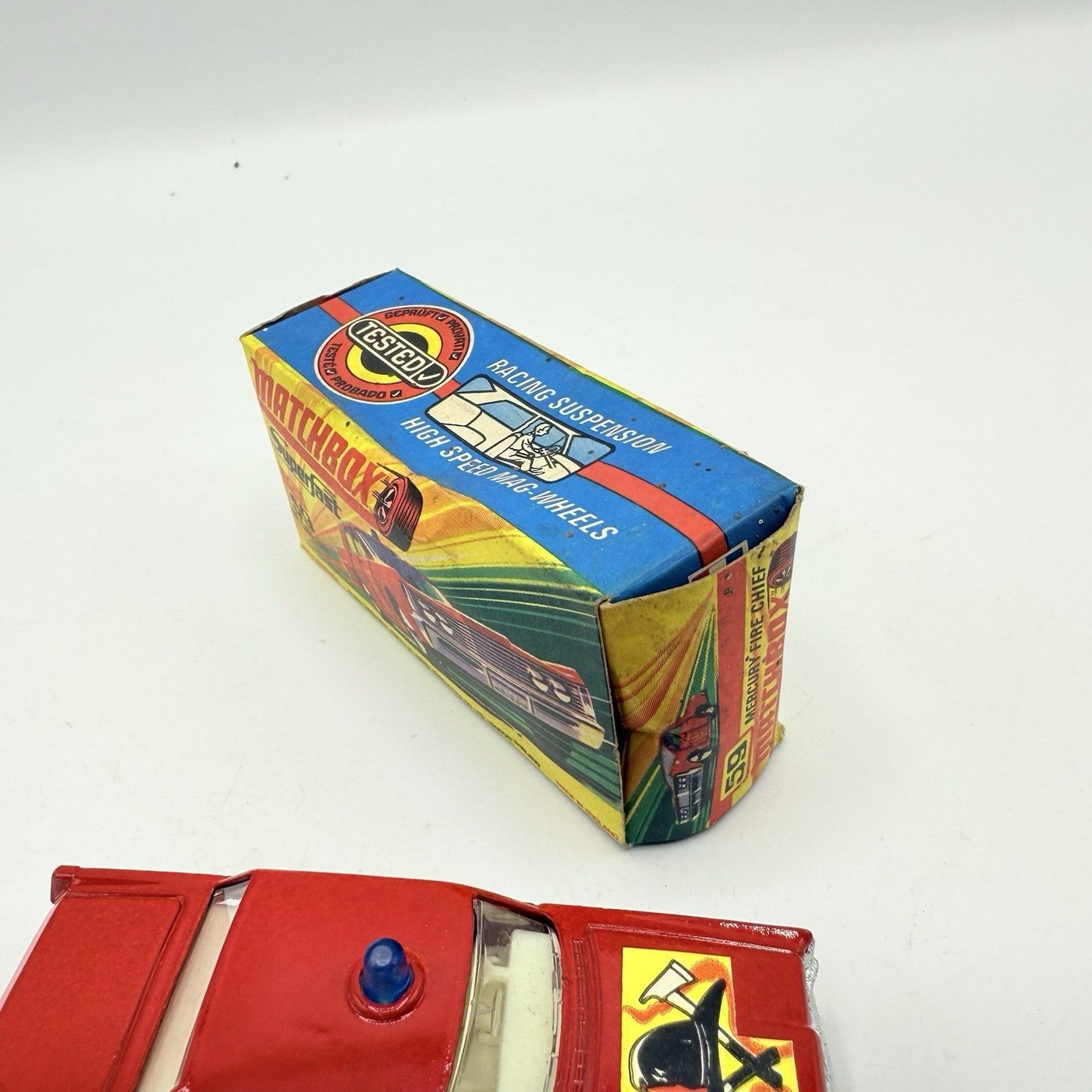 Matchbox Superfast 59 Mercury Fire Chief with Helmet & Axles Labels Boxed - Magic Matchbox