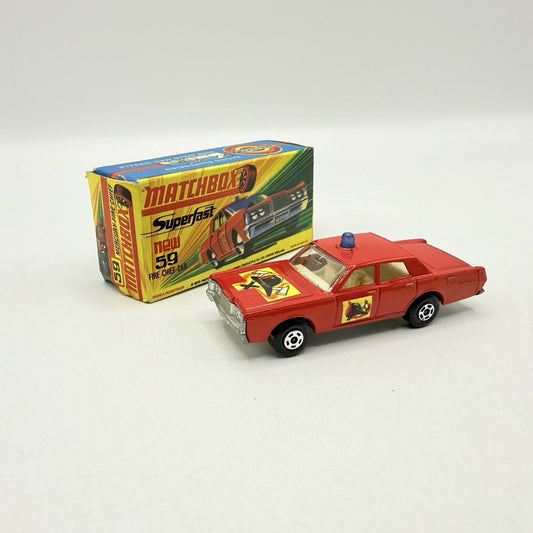 Matchbox Superfast 59 Mercury Fire Chief with Helmet & Axles Labels Boxed - Magic Matchbox