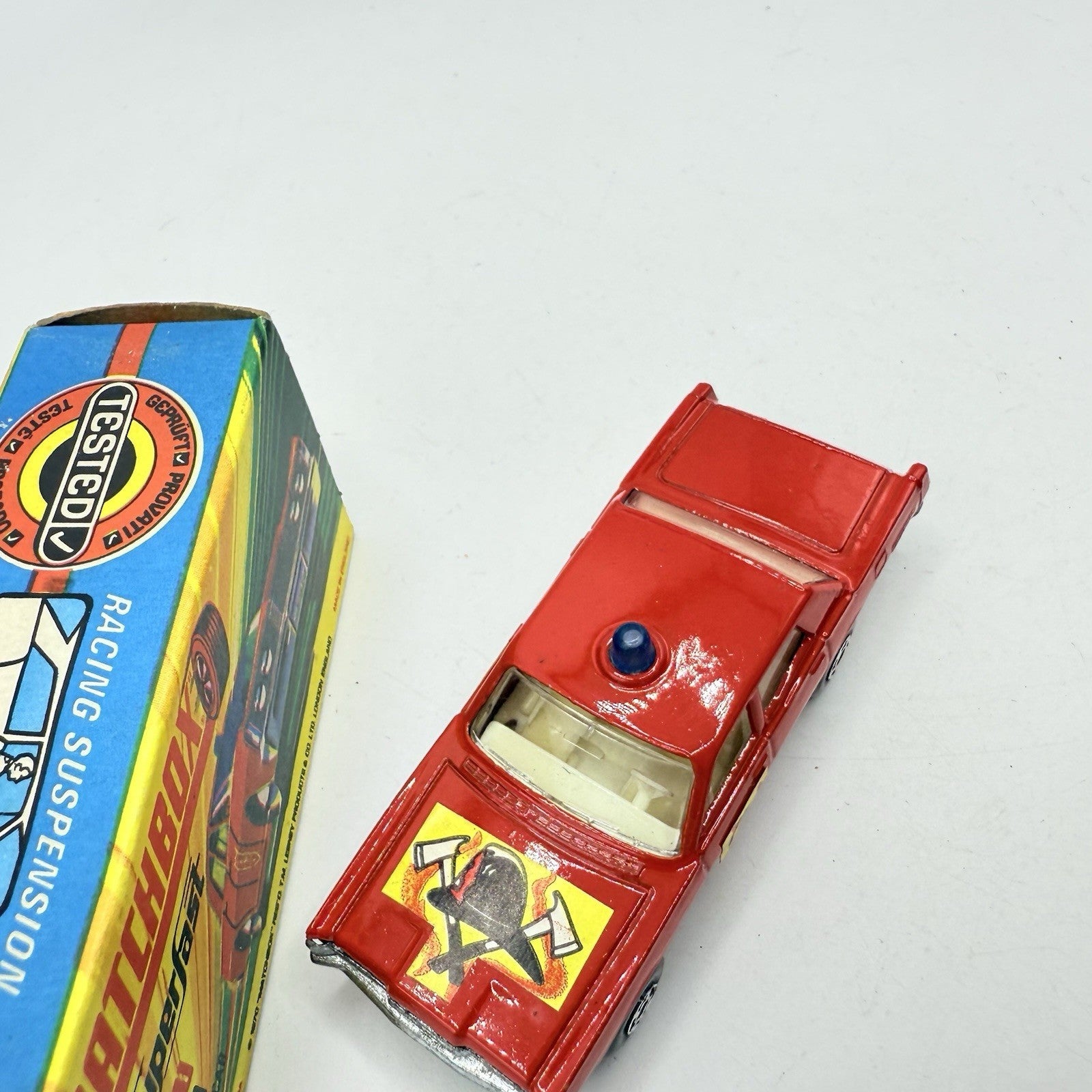 Matchbox Superfast 59 Mercury Fire Chief with Helmet & Axles Labels Boxed - Magic Matchbox