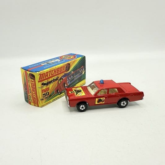 Matchbox Superfast 59 Mercury Fire Chief with Helmet & Axles Labels Boxed - Magic Matchbox