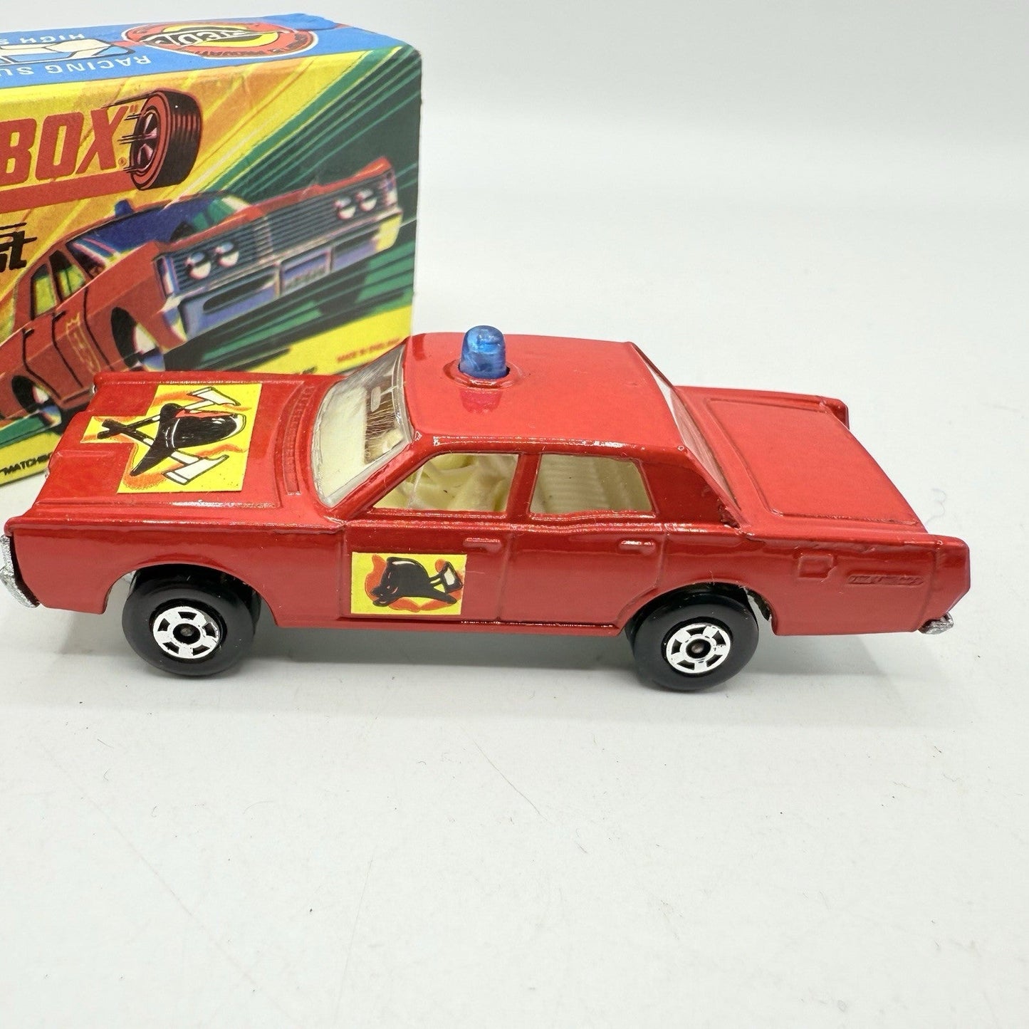 Matchbox Superfast 59 Mercury Fire Chief with Helmet & Axles Labels Boxed - Magic Matchbox