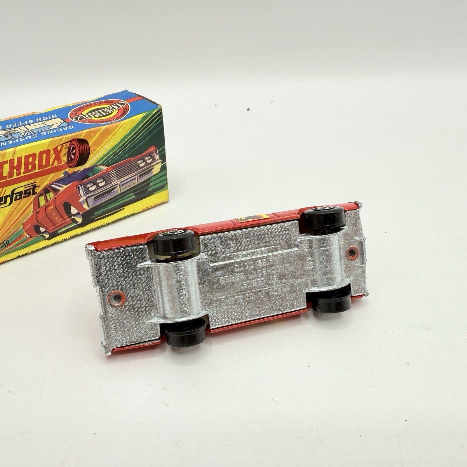 Matchbox Superfast 59 Mercury Fire Chief with Helmet & Axles Labels Damaged - Magic Matchbox