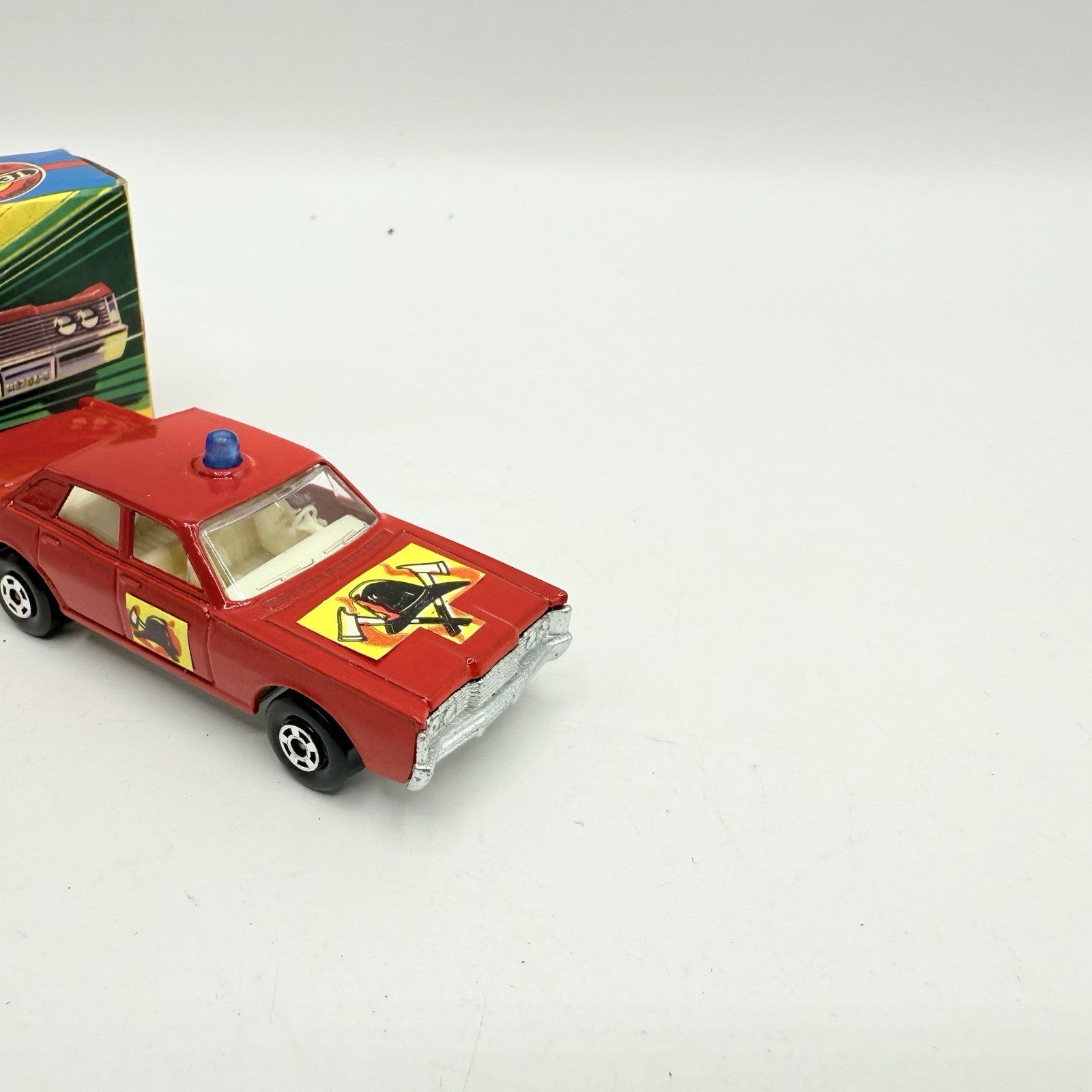 Matchbox Superfast 59 Mercury Fire Chief with Helmet & Axles Labels Damaged - Magic Matchbox