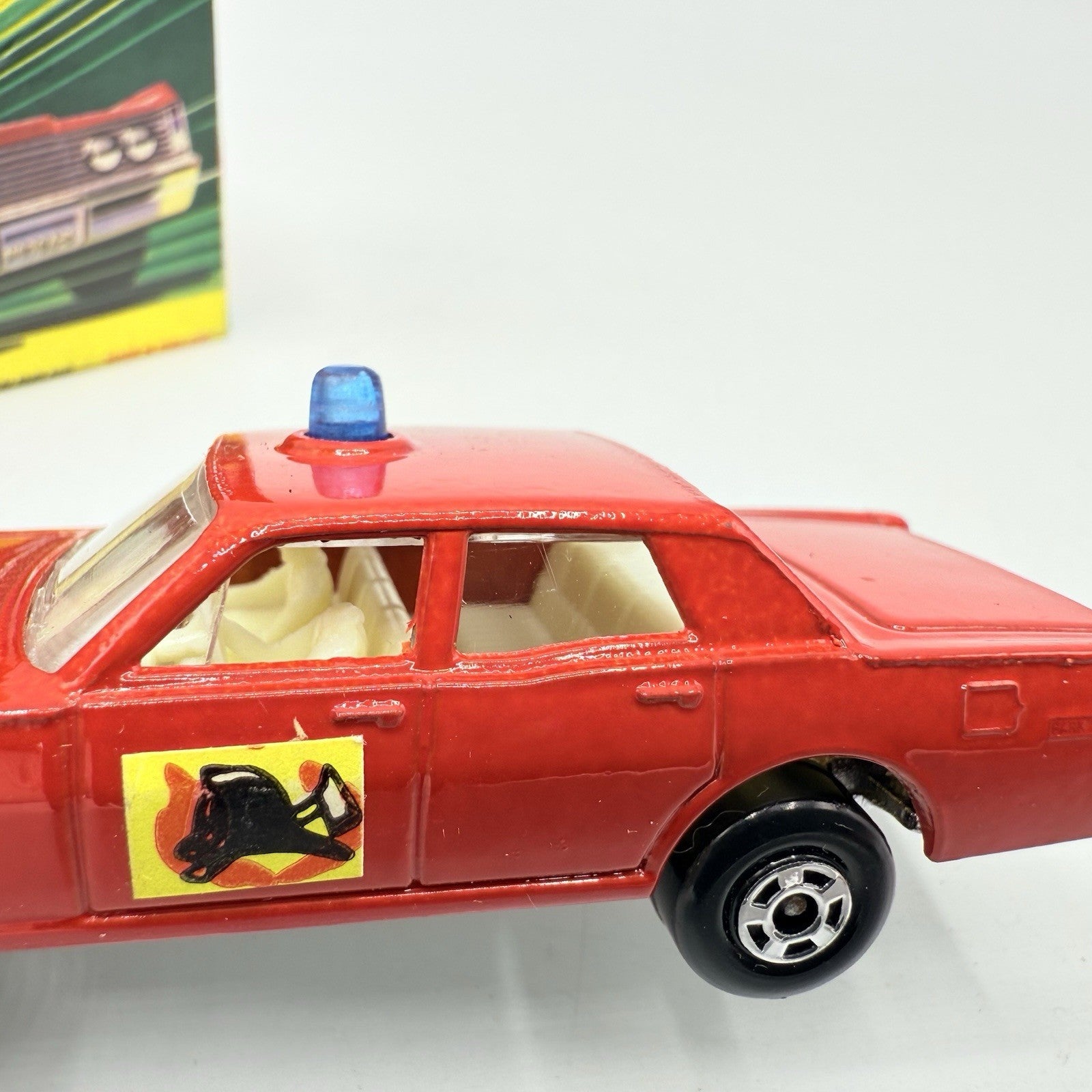 Matchbox Superfast 59 Mercury Fire Chief with Helmet & Axles Labels Damaged - Magic Matchbox