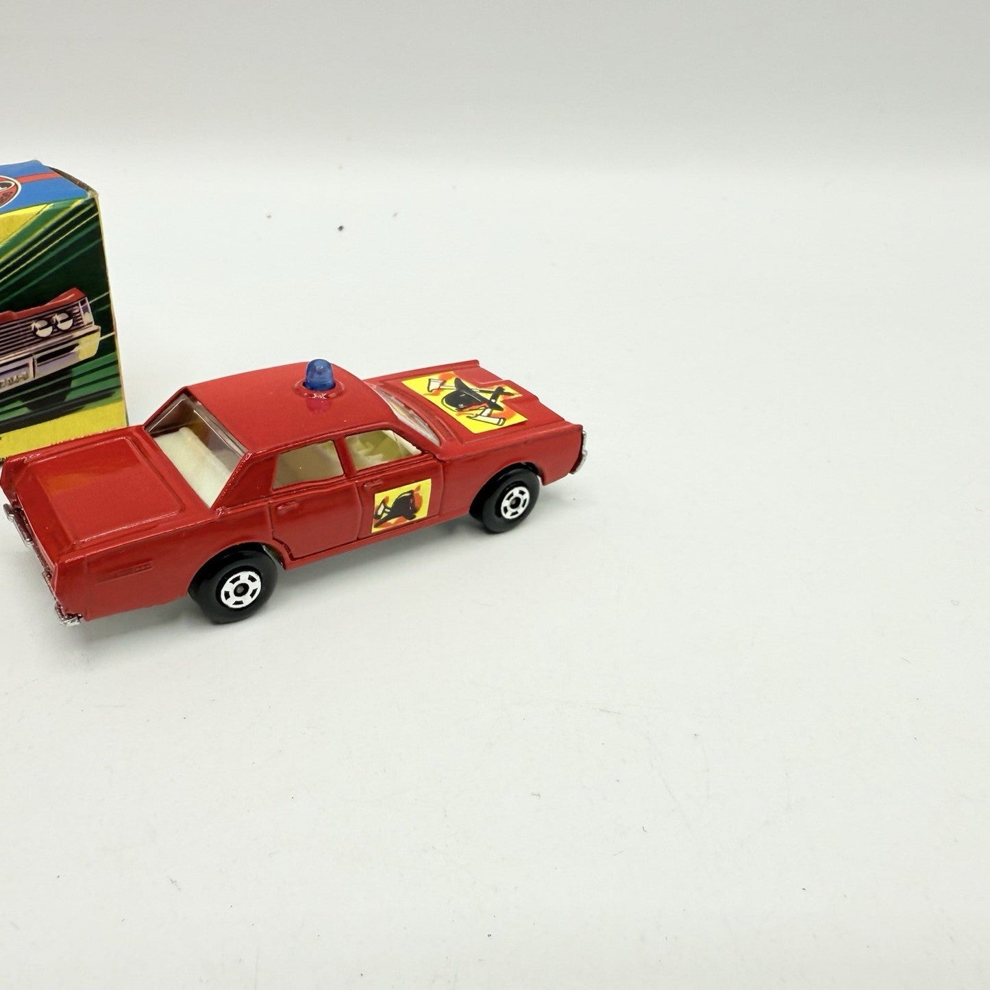 Matchbox Superfast 59 Mercury Fire Chief with Helmet & Axles Labels Damaged - Magic Matchbox