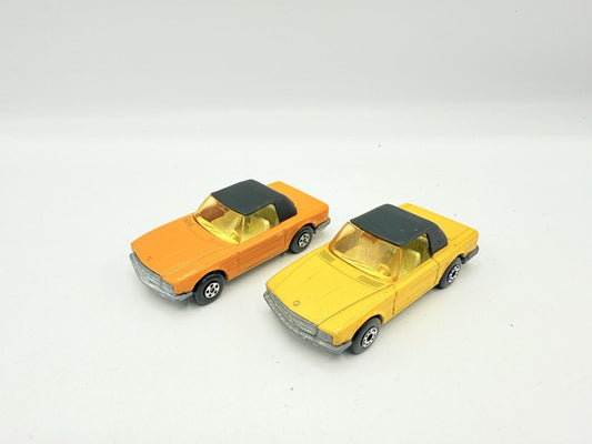 Matchbox Superfast 6 Mercedes 350 SL x 2 - Two Shades Of Orange - VG Unboxed - Magic Matchbox