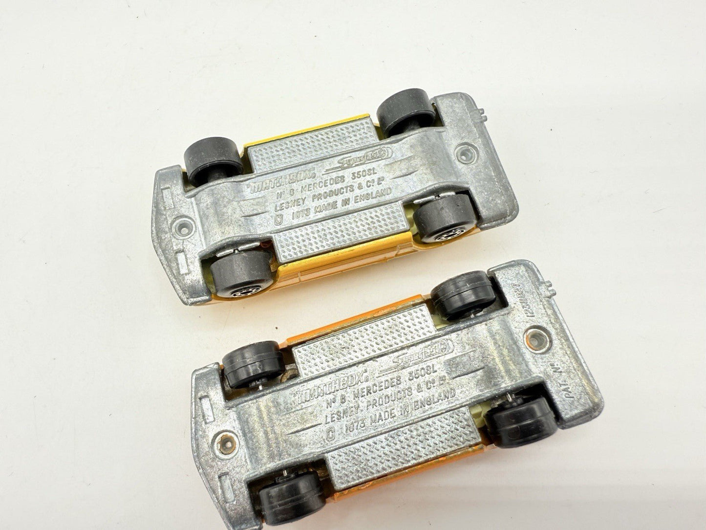 Matchbox Superfast 6 Mercedes 350 SL x 2 - Two Shades Of Orange - VG Unboxed - Magic Matchbox