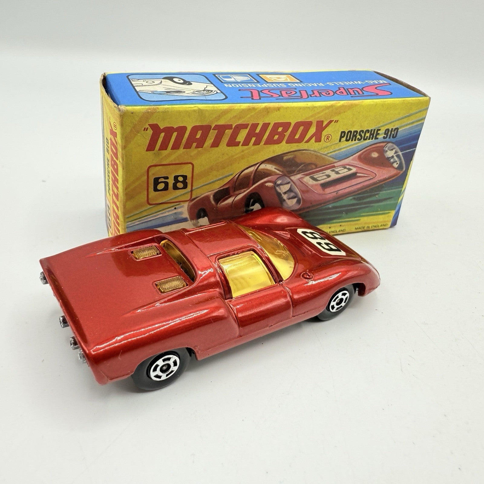 Matchbox Superfast 68 Porsche 910 With 68 Label Very Close To Mint - Magic Matchbox