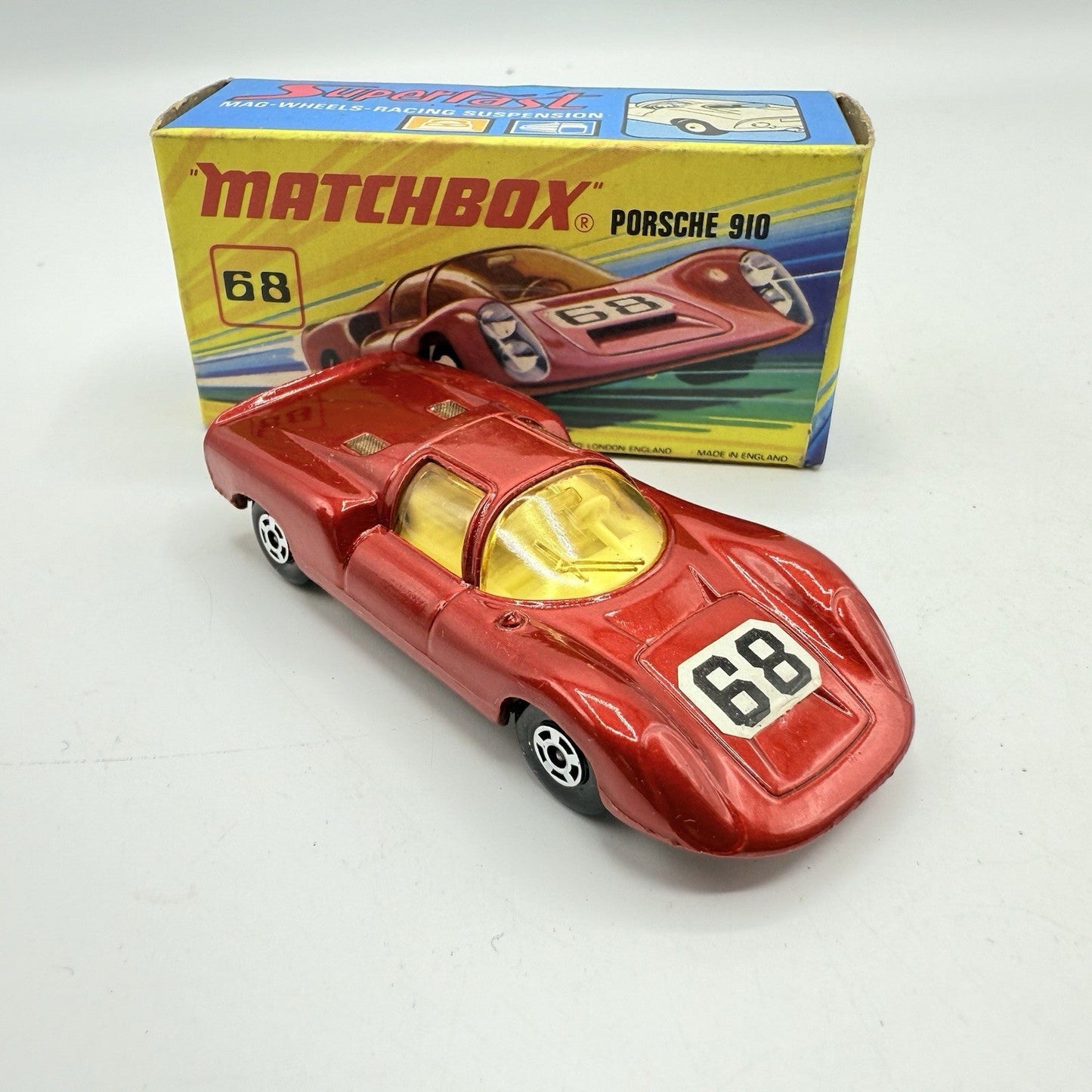 Matchbox Superfast 68 Porsche 910 With 68 Label Very Close To Mint - Magic Matchbox
